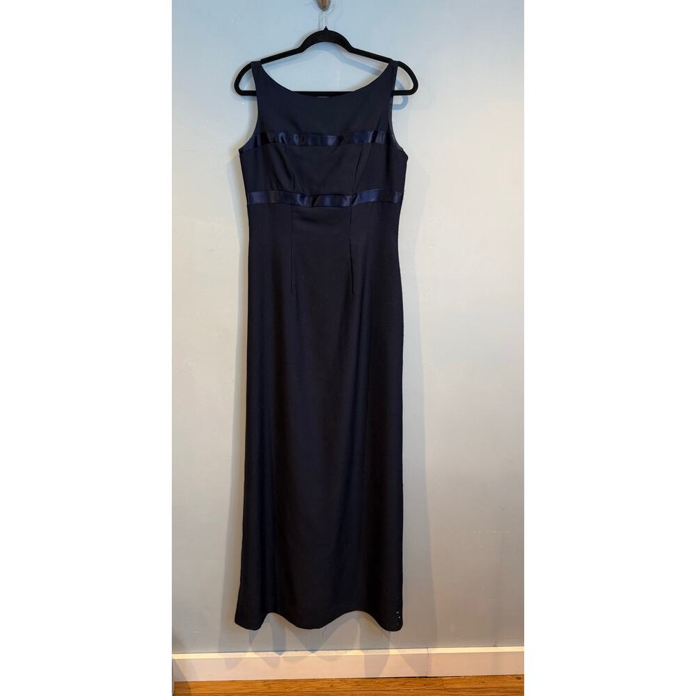 Watters & Watters Navy Sleeveless Maxi Dress Bow Detail Formal